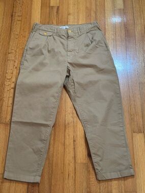 Alex Mill Pleated Pants Mens 31 Beige Khaki Cotton Stretch Casual Chino (¥¥)